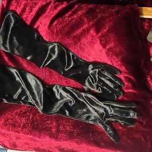 Black velvet gloves. Opera length. Small to medium fit